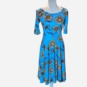 LuLaRoe Blue Floral Midi Dress